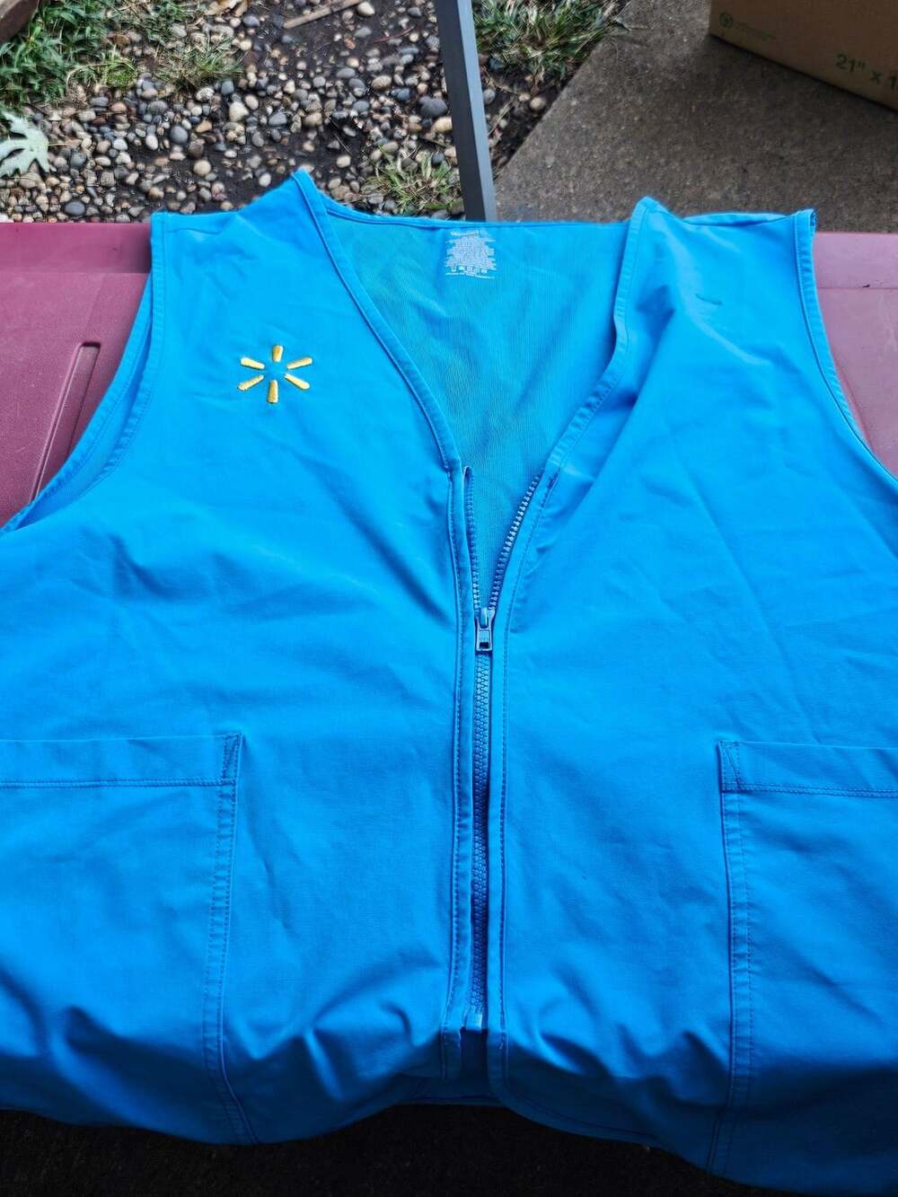 Walmart Associate Zip-Front Uniform Vest Turquoise Blue Size XL/XG